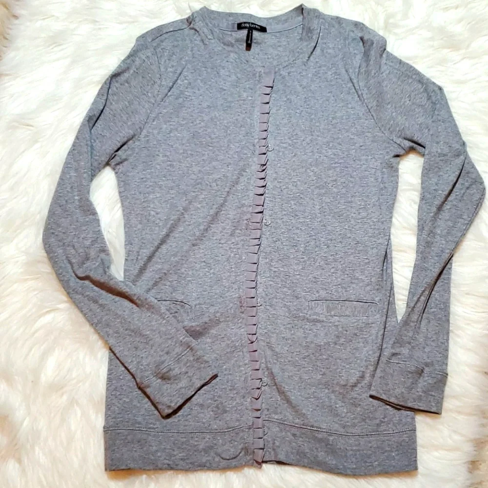 Daisy Fuentes gray button down cardigan sweater S